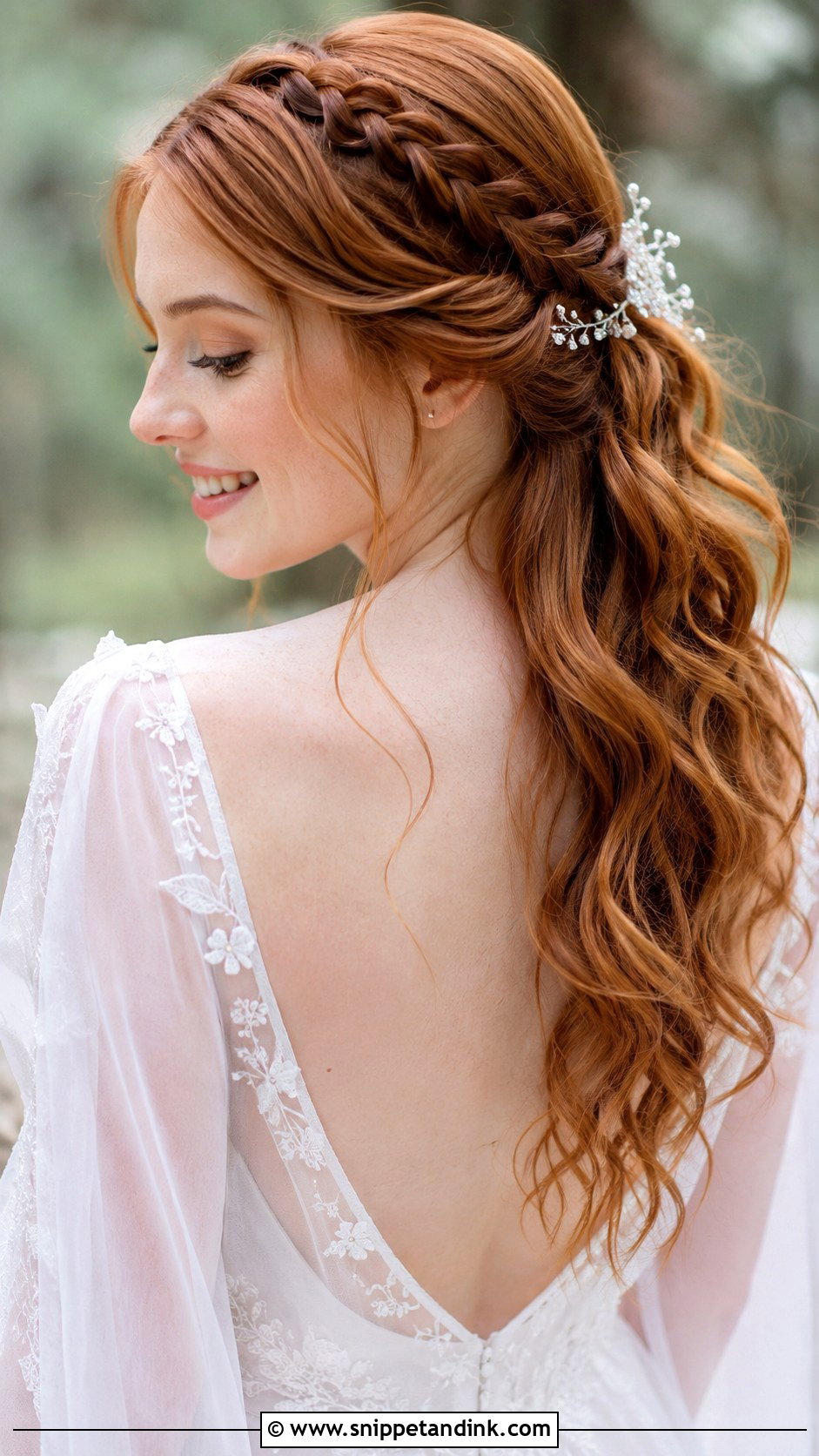 Braided Crown With Loose Waves - Snippet and Ink - 30 Wedding Braid Hairstyles