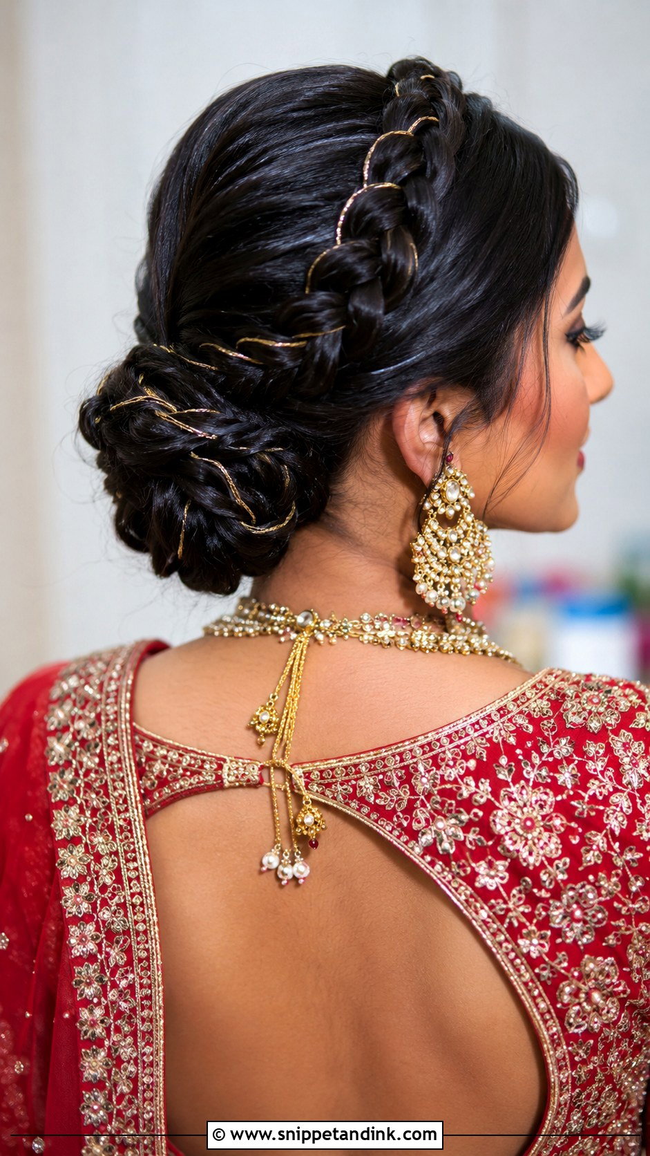 Braided Crown With Low Bun - Snippet and Ink - 25 Indian Weddings Bridal Hair Styles