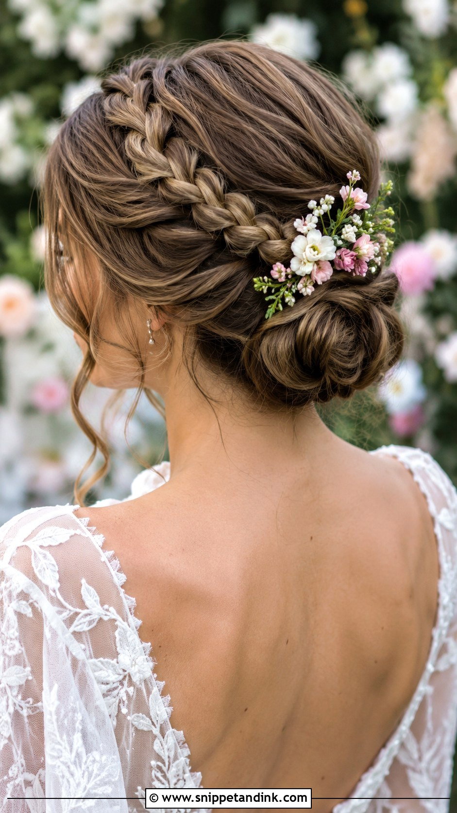 Braided Crown With Low Bun - Snippet and Ink - 30 Wedding Updos for Long Hair