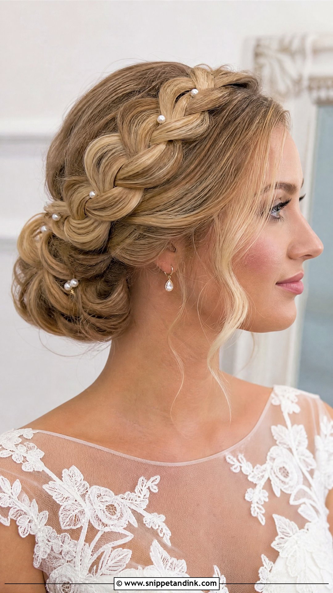 Braided Crown With Low Chignon - Snippet and Ink - 15 Bride Hair Crown Ideas