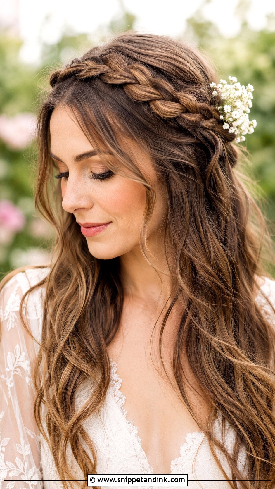 Braided Crown With Open Hair - Snippet and Ink - 20 Bride with Open Hair Ideas