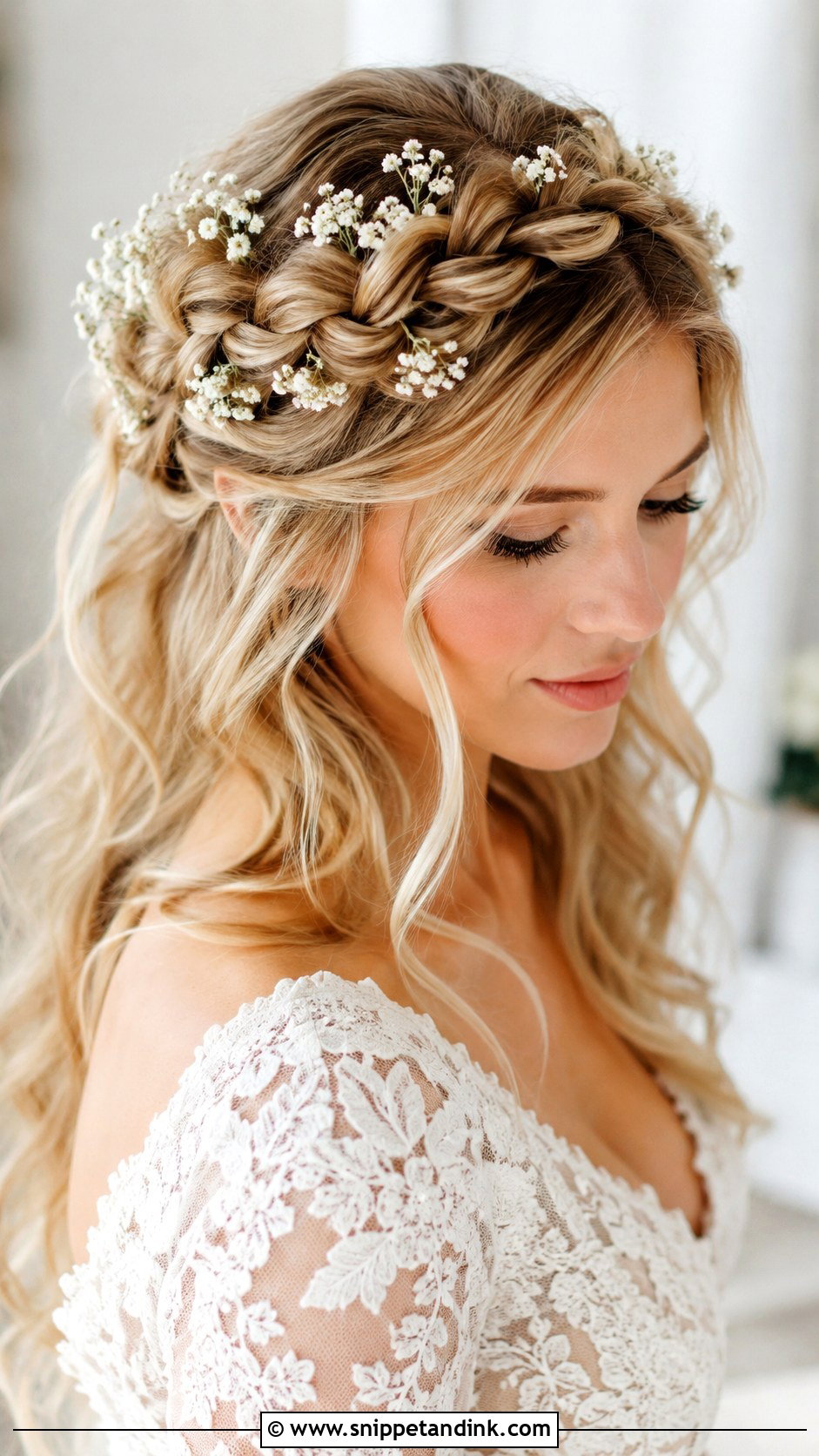 Braided Crown With Small Flowers - Snippet and Ink - 15 Wedding Hairstyles Accessories