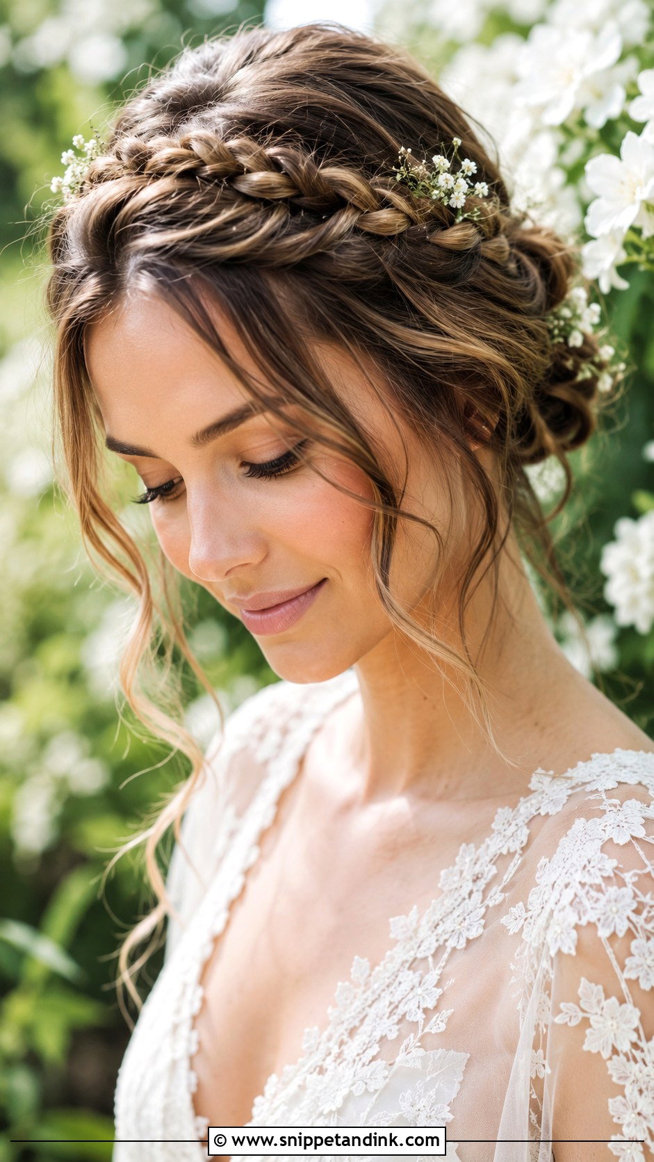 Braided Crown With Trailing Tendrils - Snippet and Ink - 20 Garden Wedding Hairstyles