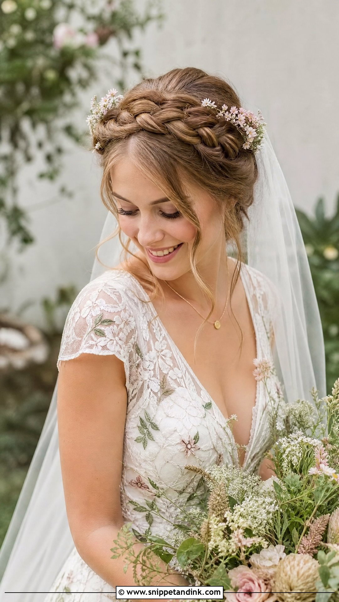 Braided Crown With Veil - Snippet and Ink - 20 Hair with Veil Ideas