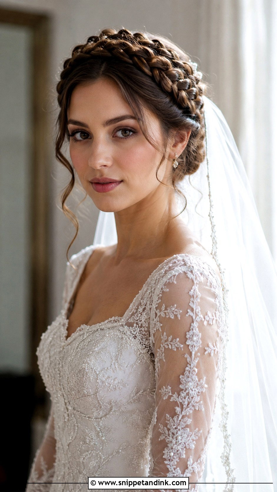 Braided Crown With Veil Tutorial - Snippet and Ink - 20 Bridal Hairstyle Tutorial Ideas