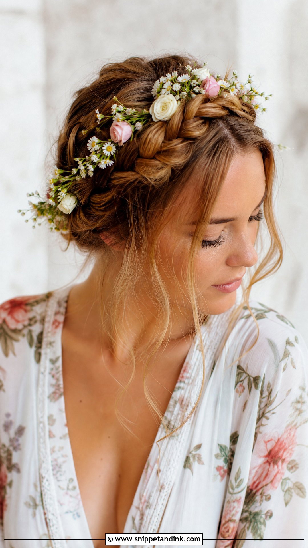 Braided Crown With Wildflowers - Snippet and Ink - 20 Floral Updo Ideas