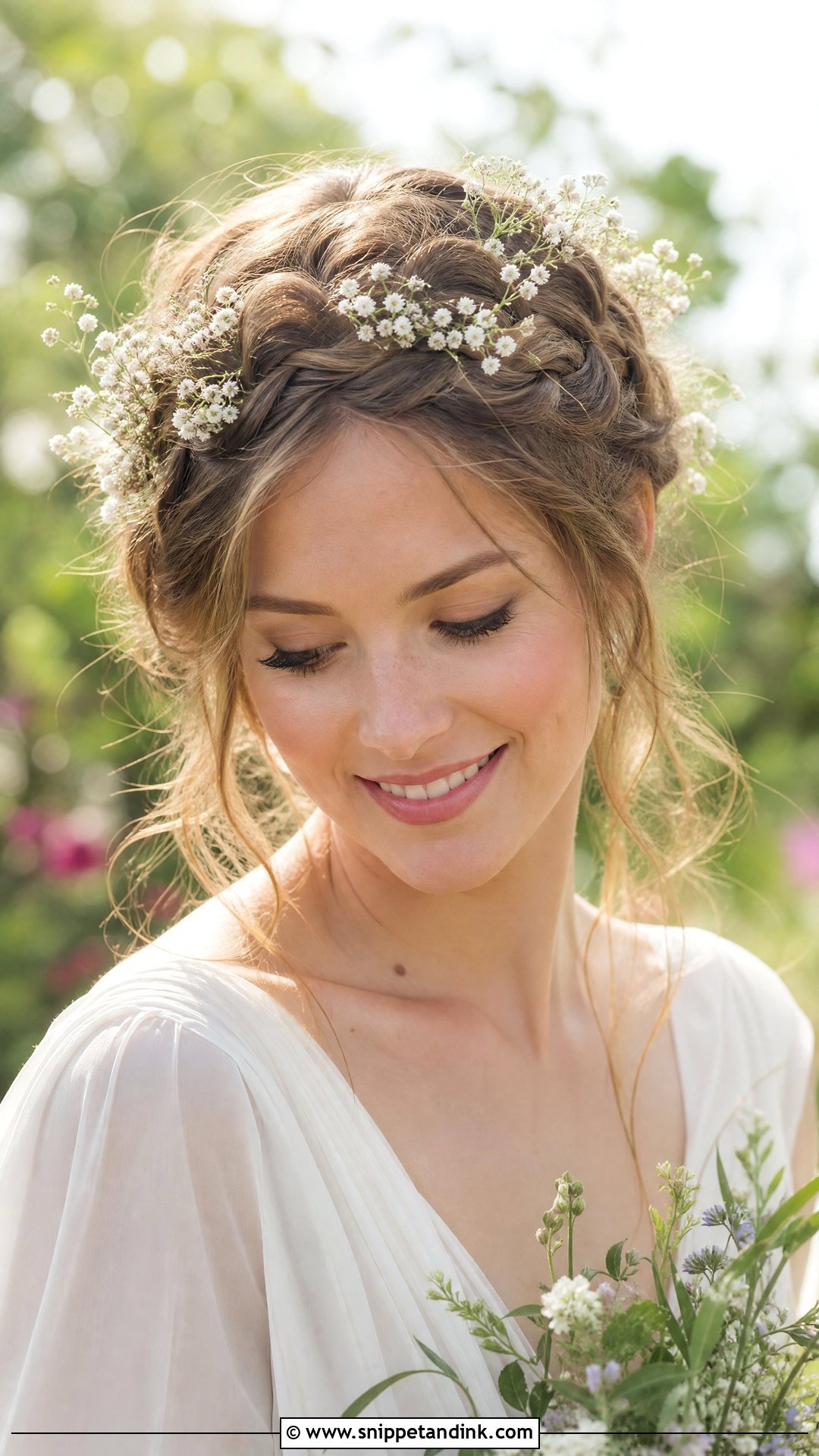 Braided Crown With Wildflowers - Snippet and Ink - 20 Western Wedding Hair Ideas
