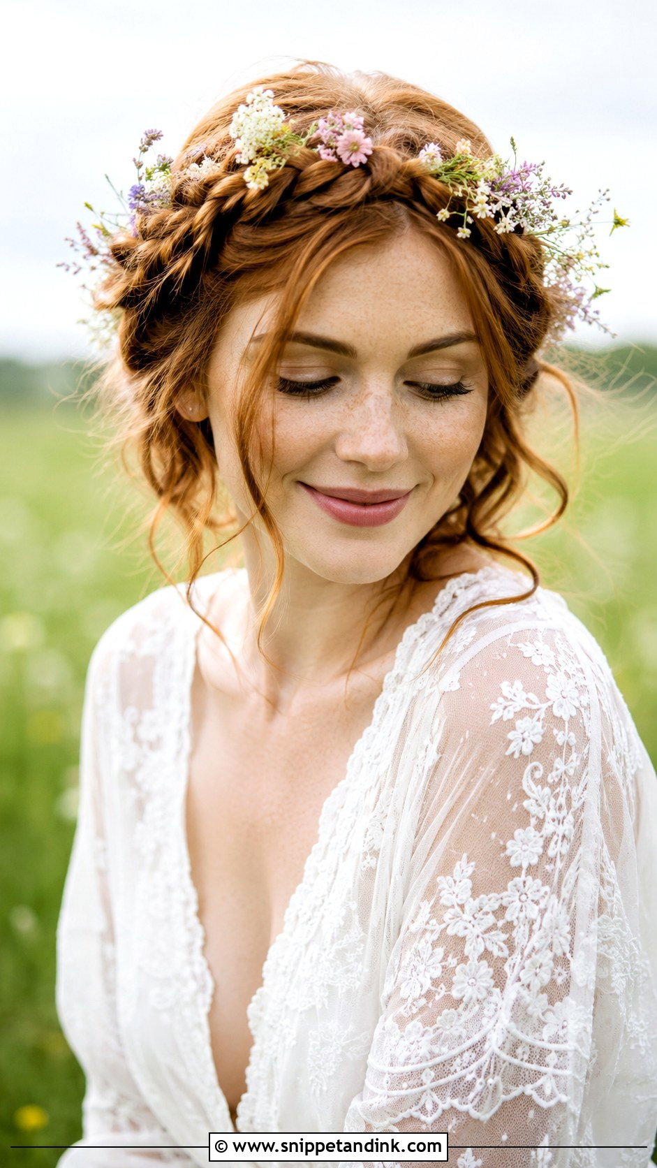 Braided Crown With Wildflowers - Snippet and Ink - 25 Wedding Hair Flowers