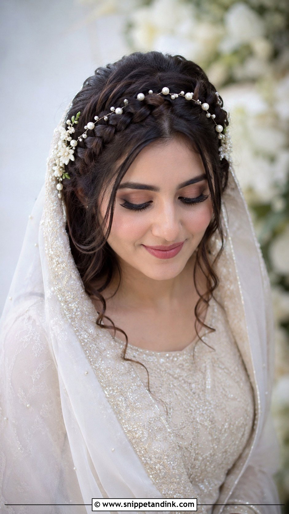 Braided Crown for Bridal Look - Snippet and Ink - 25 Muslim Bridal Hairstyles