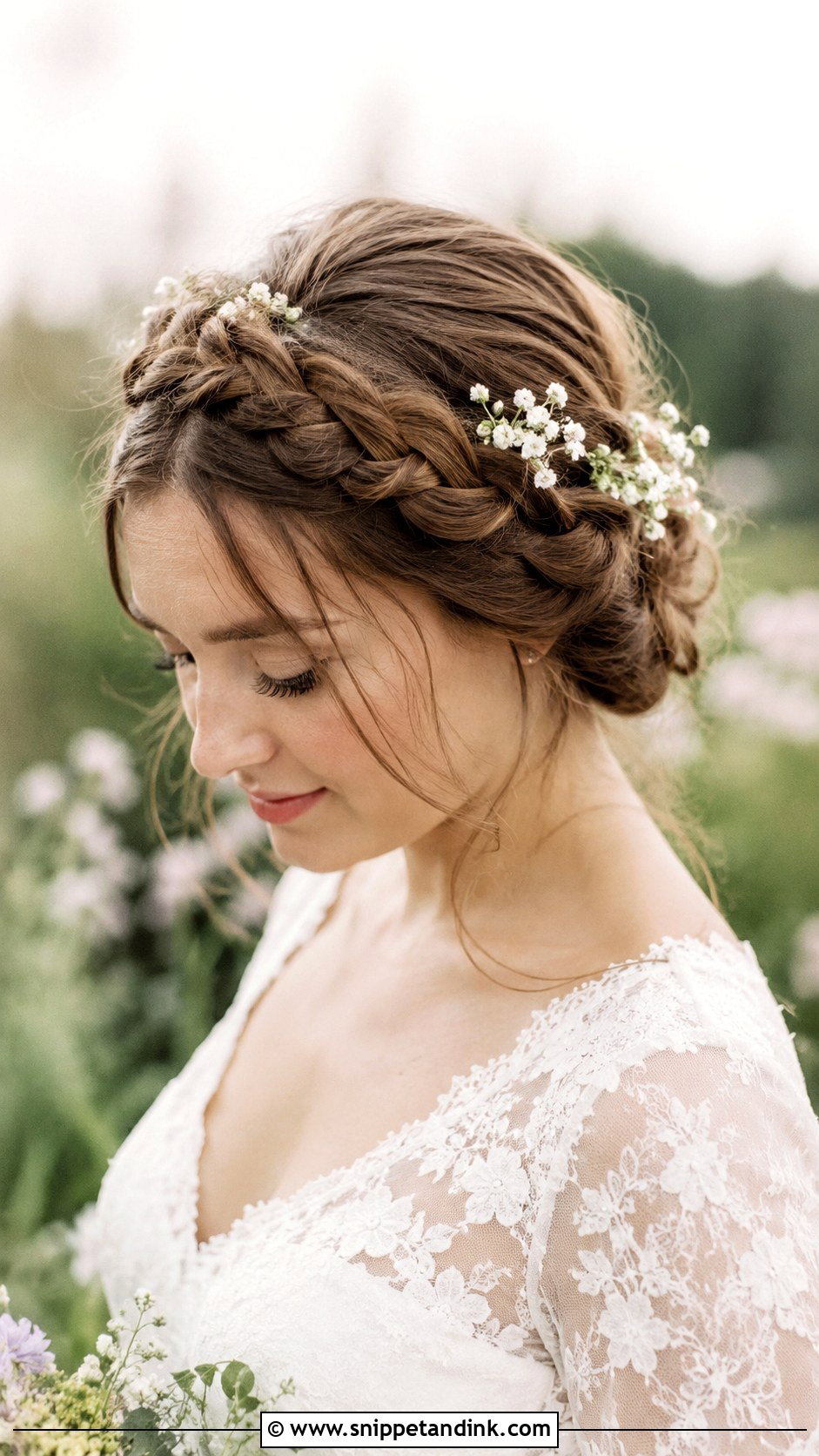 Braided Crown for Bride - Snippet and Ink - 20 Simple Hair for Wedding Ideas