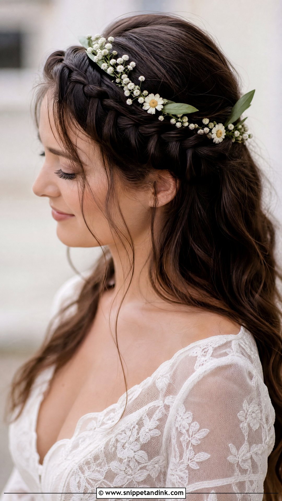 Braided Crown for Dark Hair Weddings - Snippet and Ink - 20 Dark Hair Wedding Hairstyles Brides