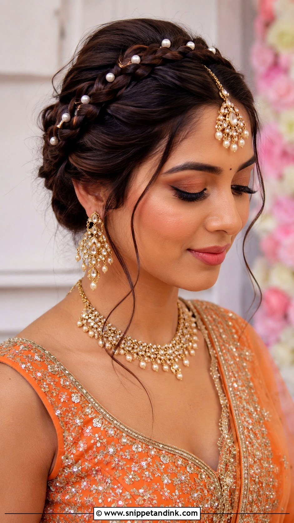 Braided Crown for Indian Bride - Snippet and Ink - 20 Hairstyle for Indian Bride Ideas