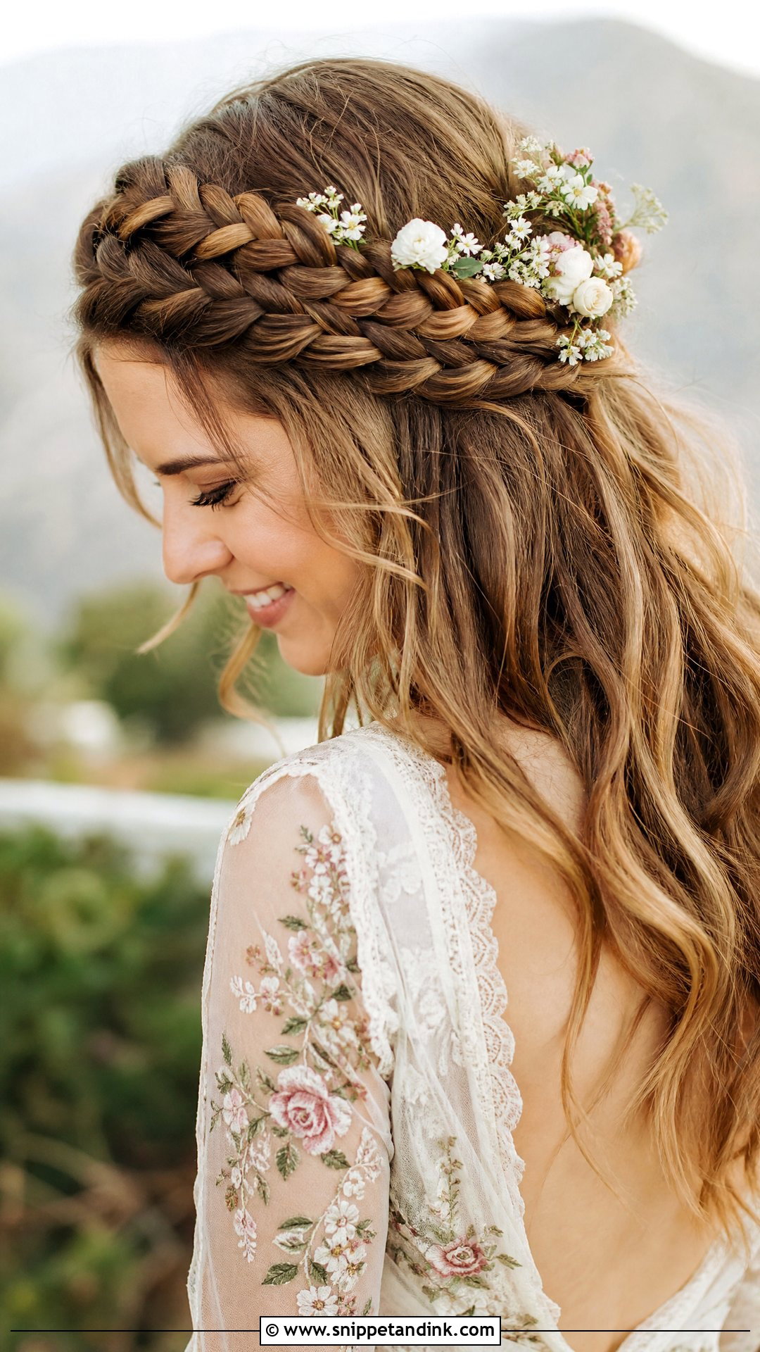 Braided Crown for Long Hair - Snippet and Ink - 20 Long Hair Wedding Guest Hairstyles