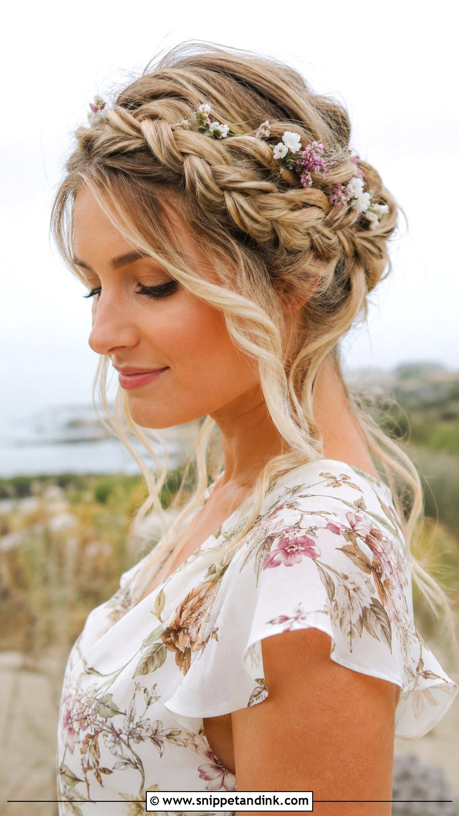 Braided Crown for Long Hair Wedding Guest - Snippet and Ink - 20 Hair Styles for Long Hair Wedding Guest