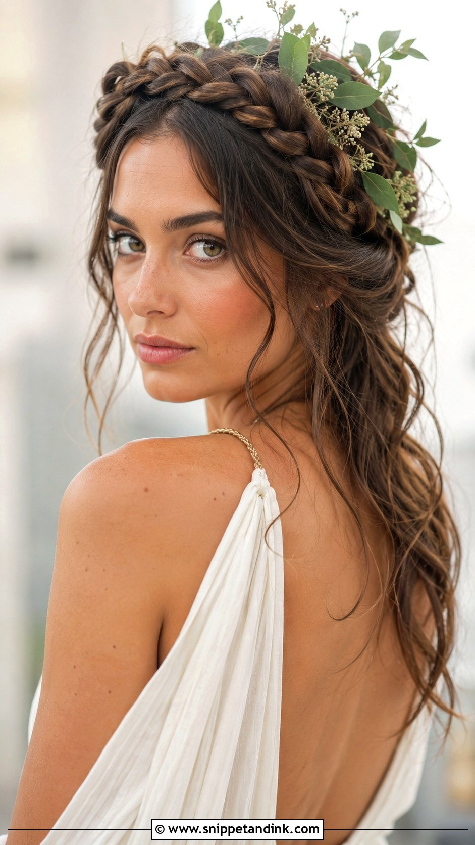 Braided Crown for Medium Length Bridal Hair - Snippet and Ink - 25 Mid Length Bridal Hair Ideas
