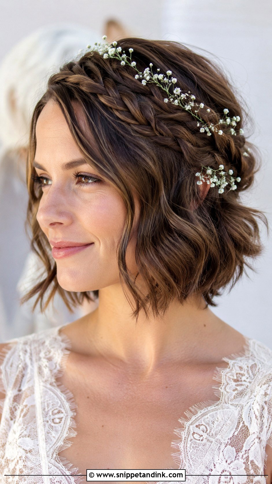 Braided Crown for Short Bob - Snippet and Ink - 25 Wedding Hair for Short Hair Ideas