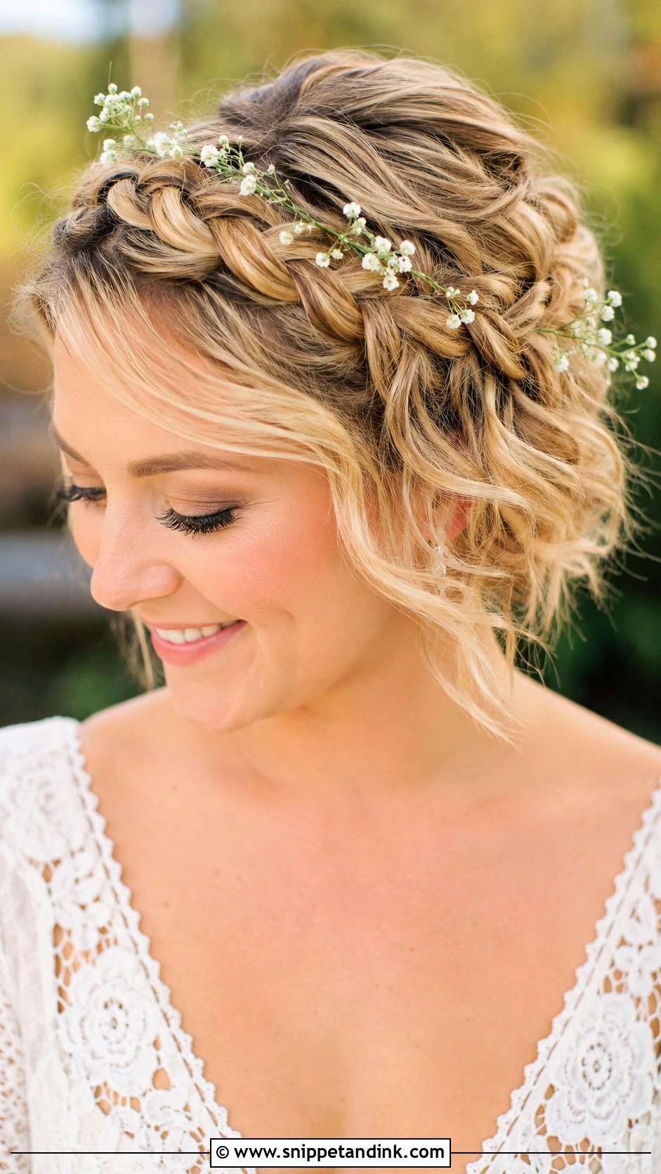 Braided Crown for Short Bob - Snippet and Ink - 20 Short Hair Ideas for Wedding