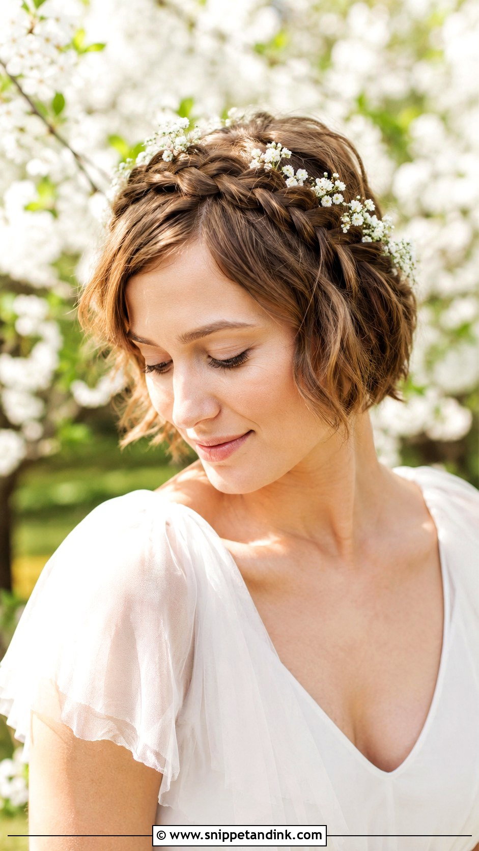Braided Crown for Short Hair - Snippet and Ink - 25 Short Hair for Wedding Ideas