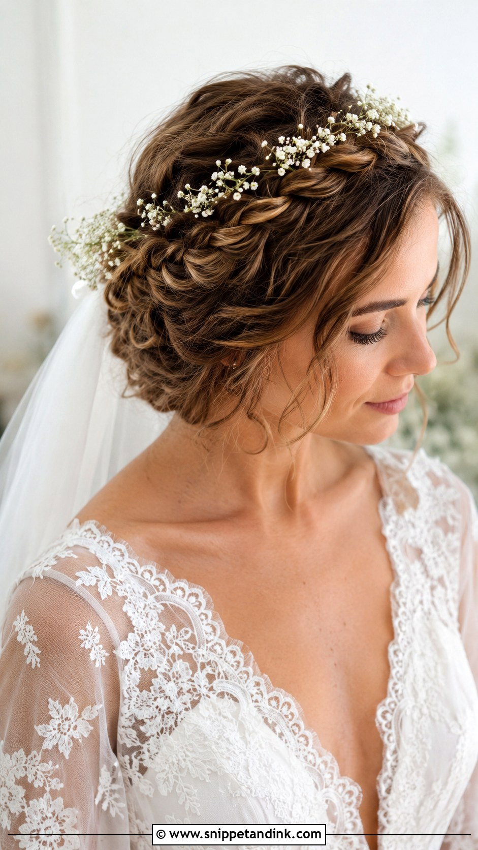 Braided Crown for Short Hair - Snippet and Ink - 30 Short Hair Wedding Ideas