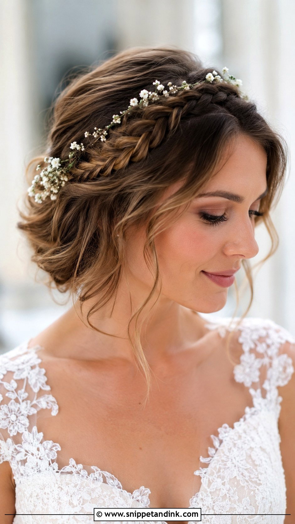 Braided Crown for Short Hair - Snippet and Ink - 30 Short Hairstyle Women Wedding Ideas