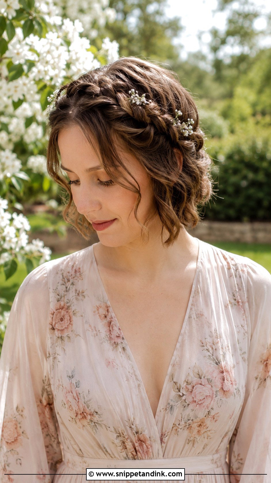 Braided Crown for Short Hair - Snippet and Ink - 20 Easy Wedding Hairstyles for Short Hair