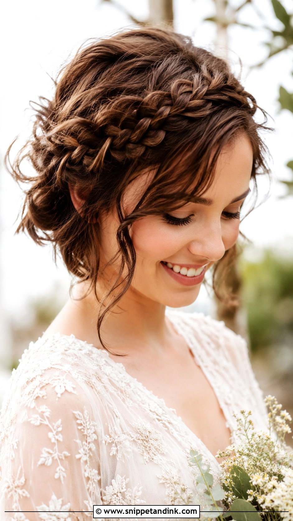 Braided Crown for Short Hair - Snippet and Ink - 35 Wedding Hairstyles for Short Hair