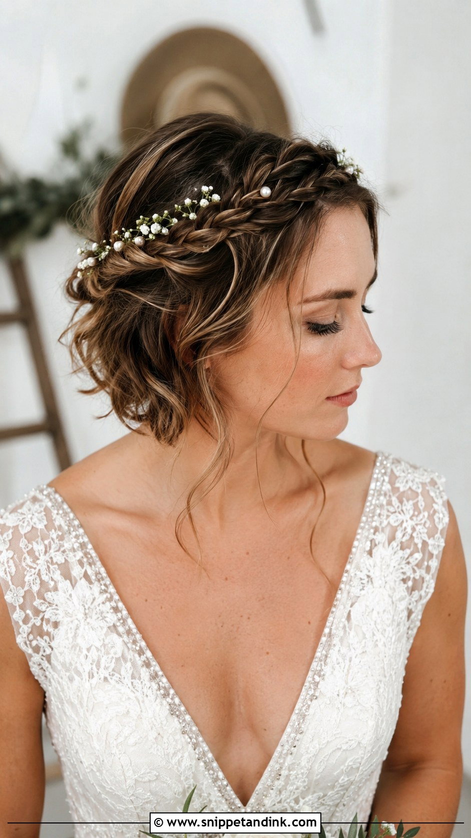 Braided Crown for Short Hair - Snippet and Ink - 20 Hair Styles for Short Hair Wedding Ideas