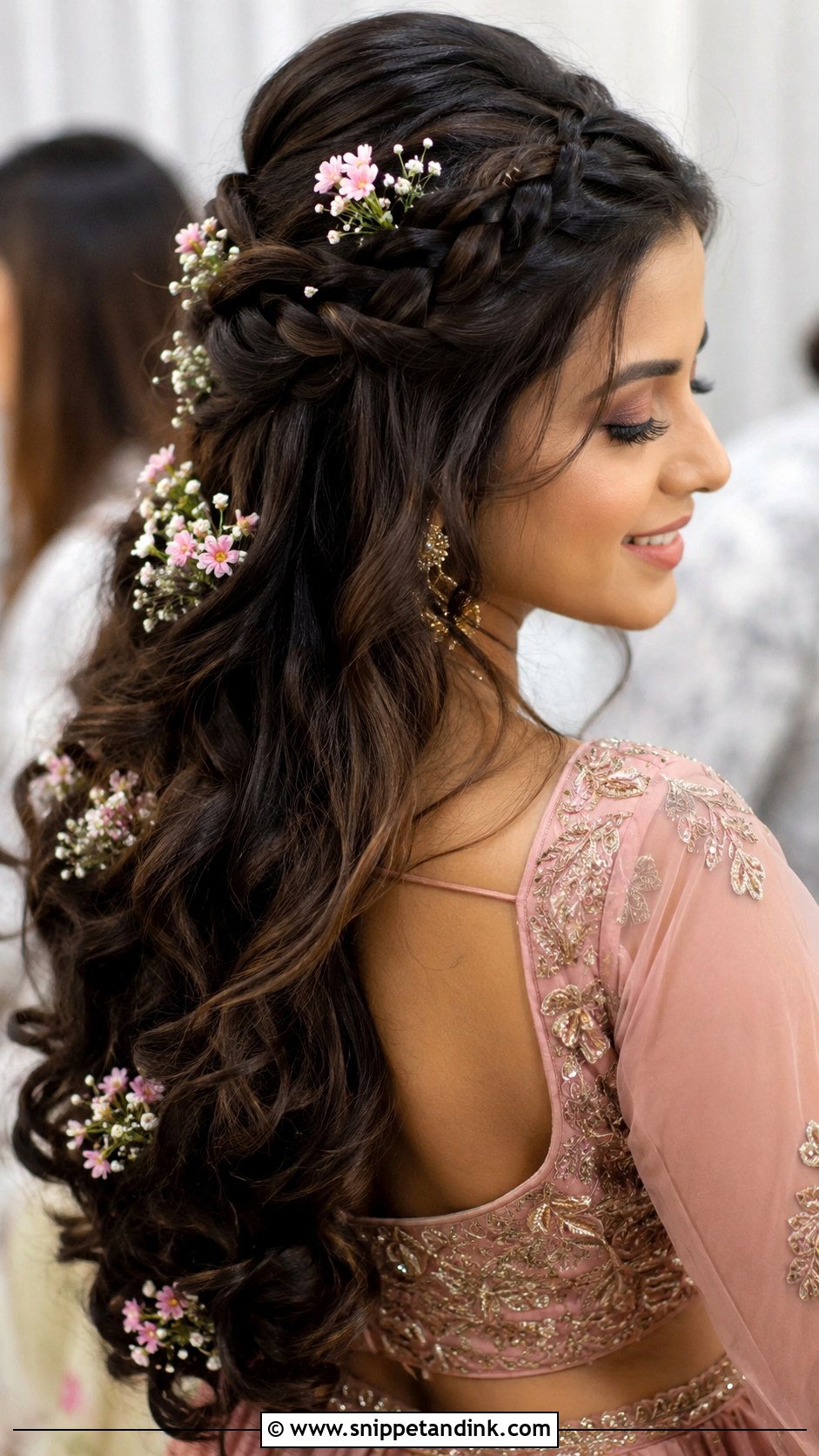 Braided Crown with Open Hair - Snippet and Ink - 25 Indian Wedding Hairstyles for Bride