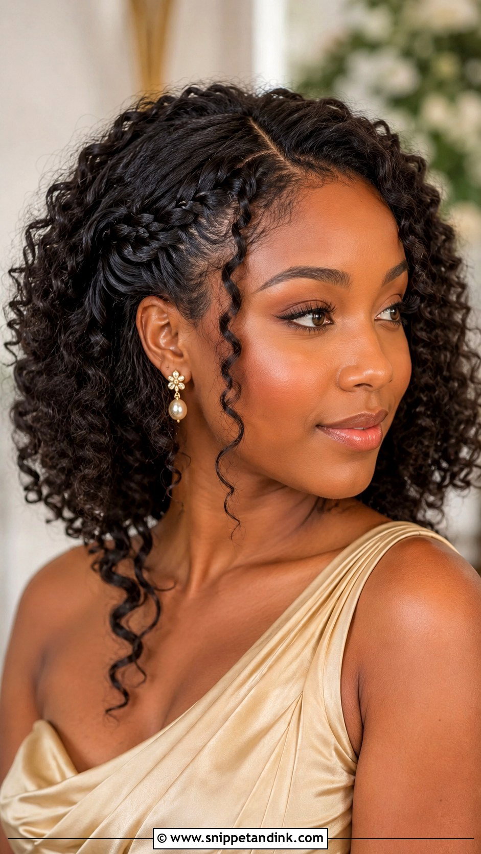 Braided Curly Bridesmaid Hair - Snippet and Ink - 20 Bridesmaid Hair with Braid Ideas