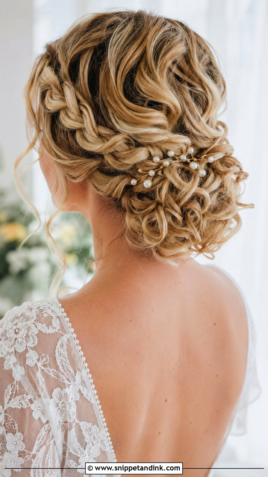 Braided Curly Low Bun Wedding Hair - Snippet and Ink - 15 Low Bun Curly Hair Wedding Ideas
