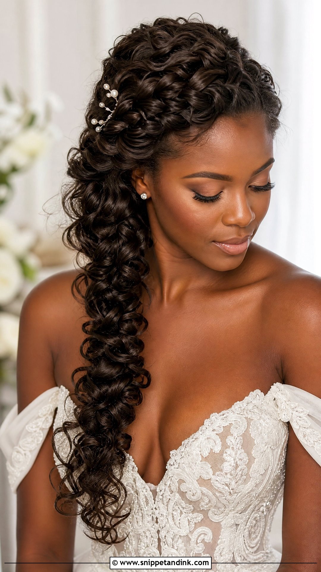 Braided Curly Wedding Hairstyle - Snippet and Ink - 15 Curly Girl Wedding Hairstyles