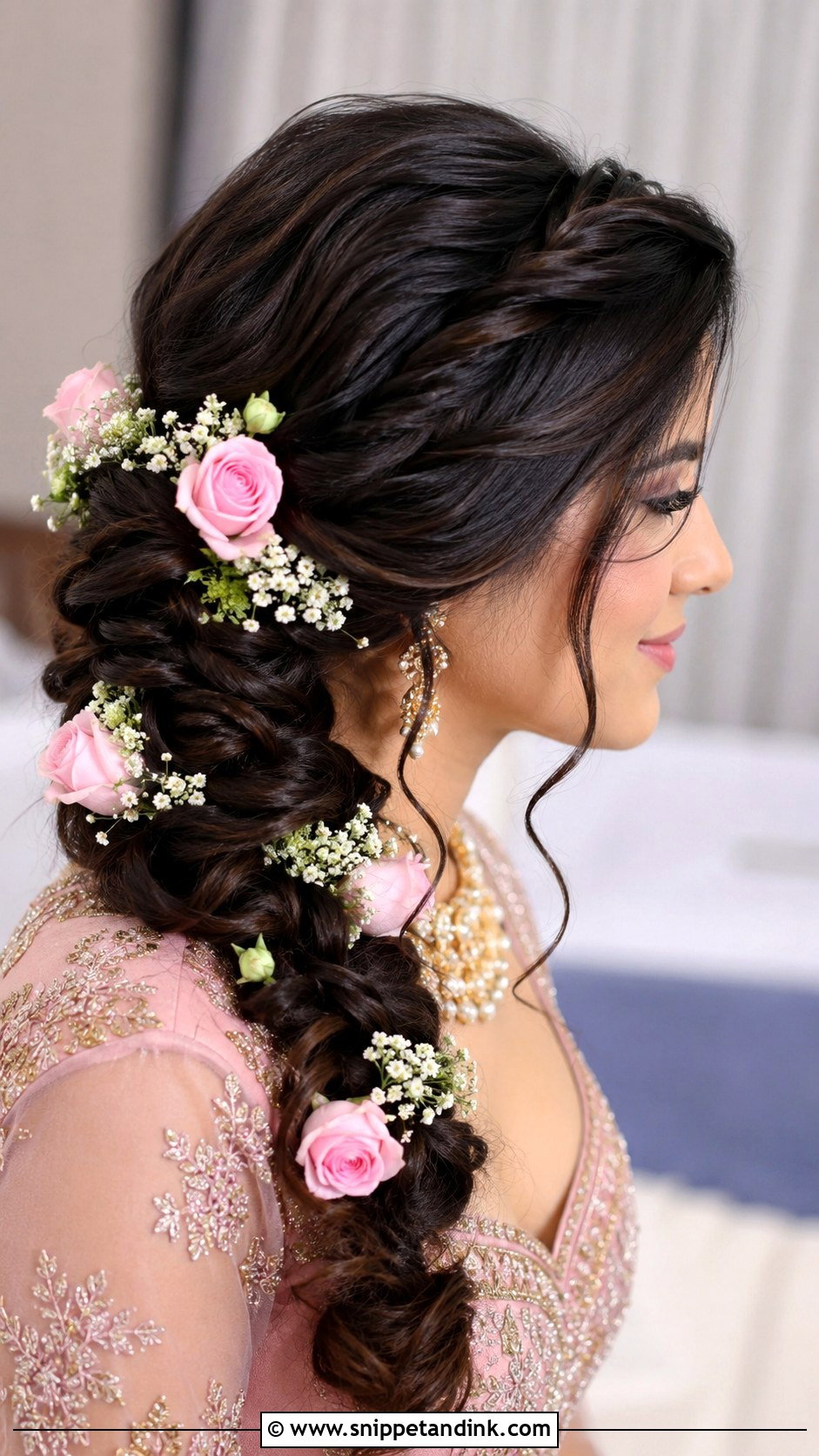 Braided Hairstyle With Floral Accents - Snippet and Ink - 25 Hairstyle for Engagement Bride Ideas