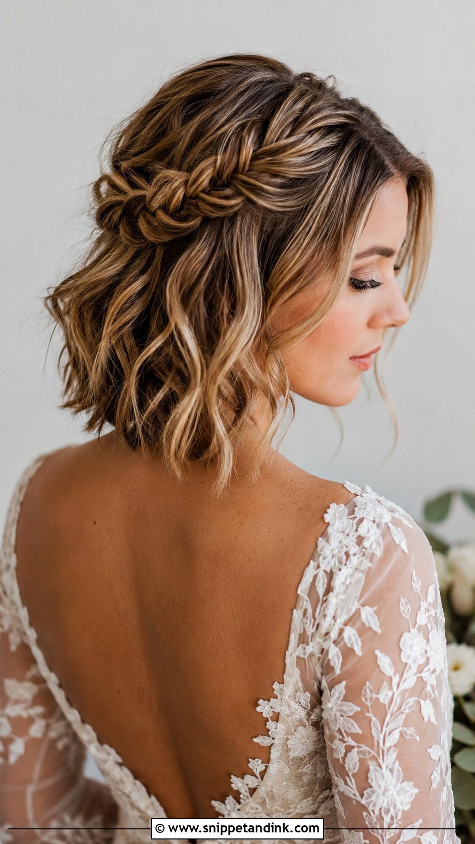 Braided Half Up Bob - Snippet and Ink - 25 Short Bob Wedding Hairstyles