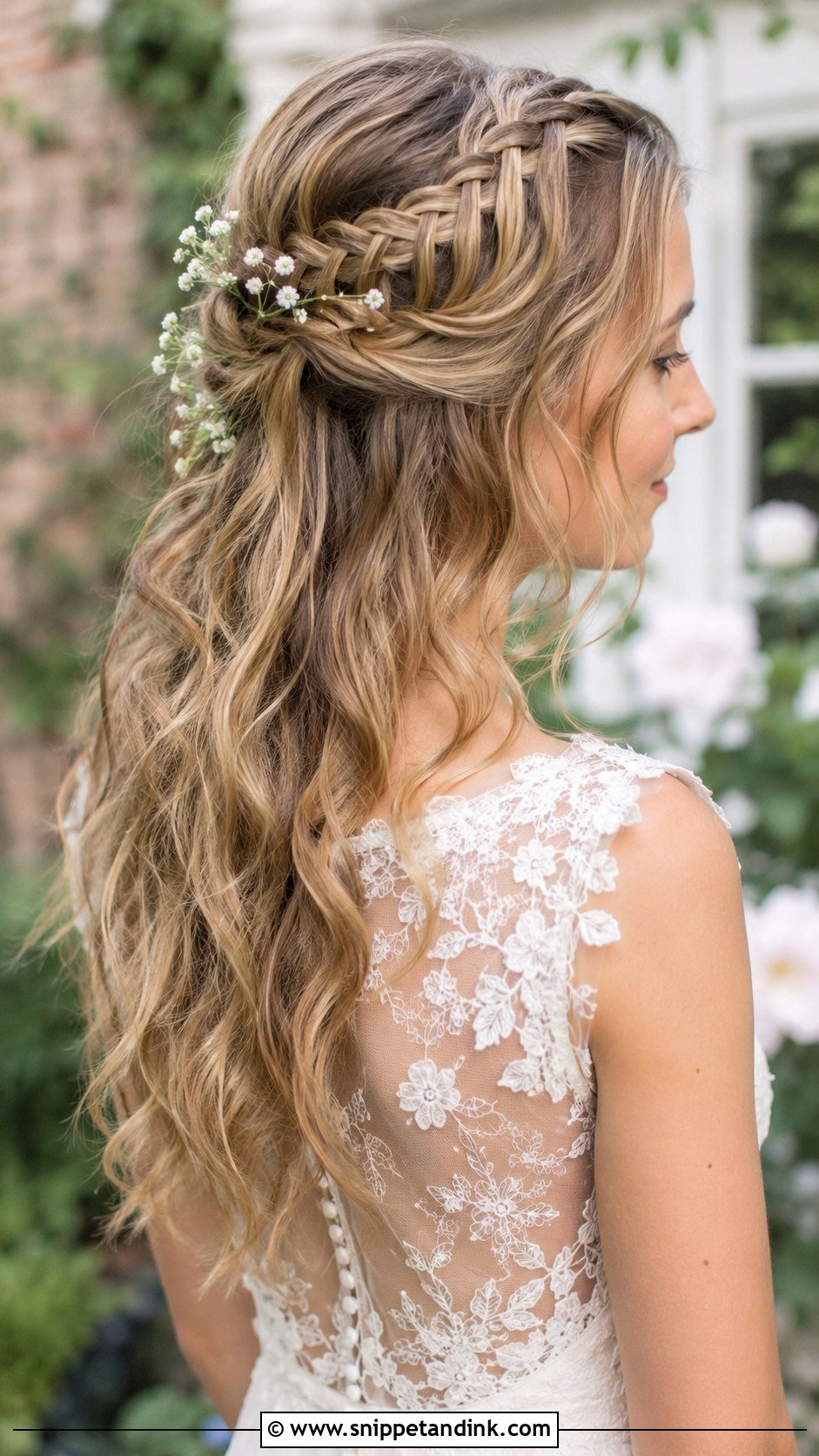 Braided Half Up Bridal Look - Snippet and Ink - 25 Open Hair Bridal Look Ideas