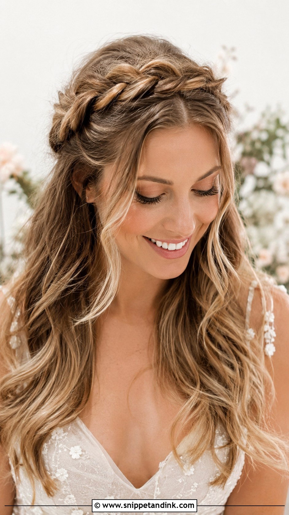 Braided Half Up Crown - Snippet and Ink - 20 Sims 4 CC Wedding Hair Ideas