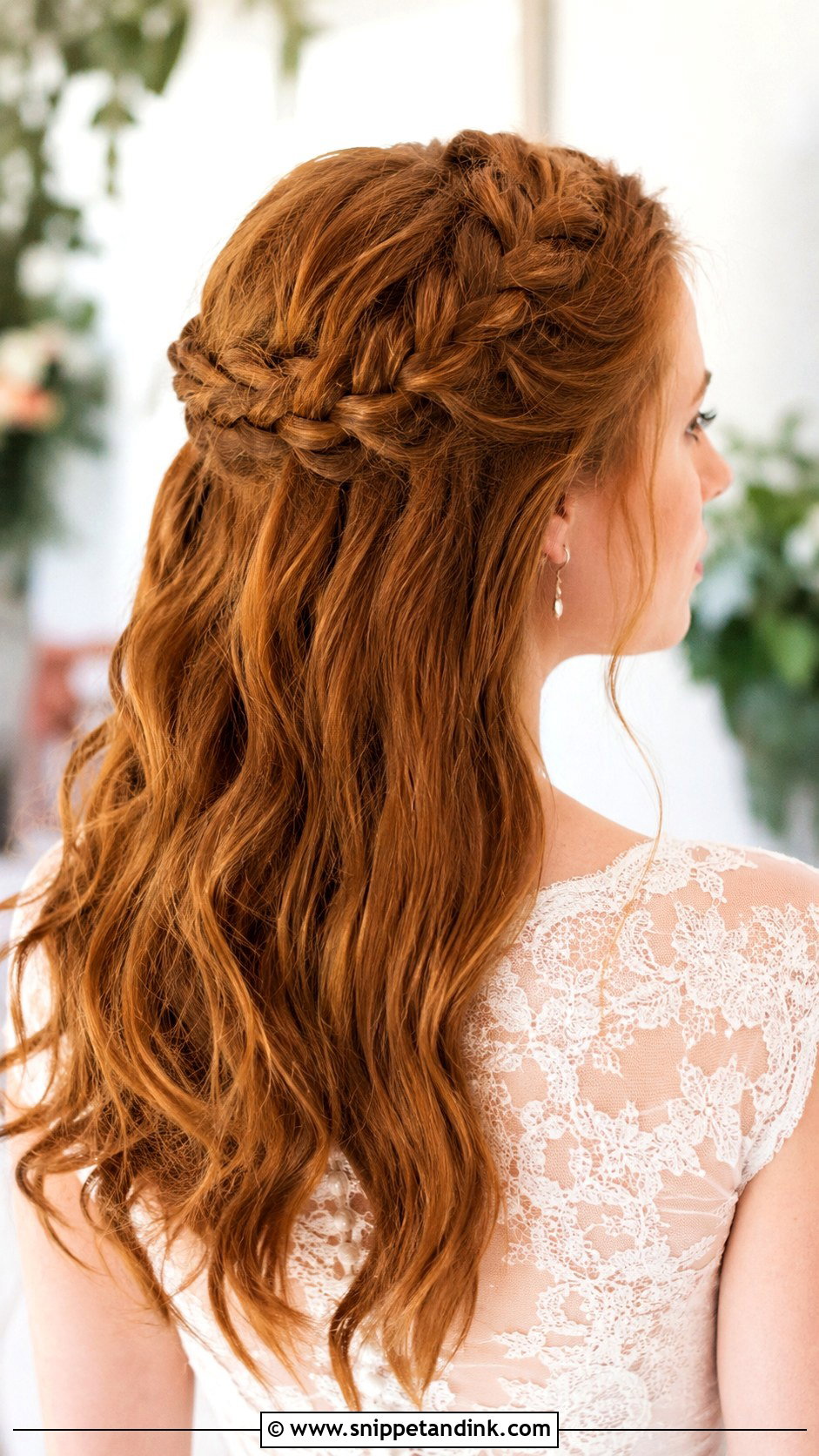 Braided Half Up Crown - Snippet and Ink - 30 Long Hair Wedding Styles