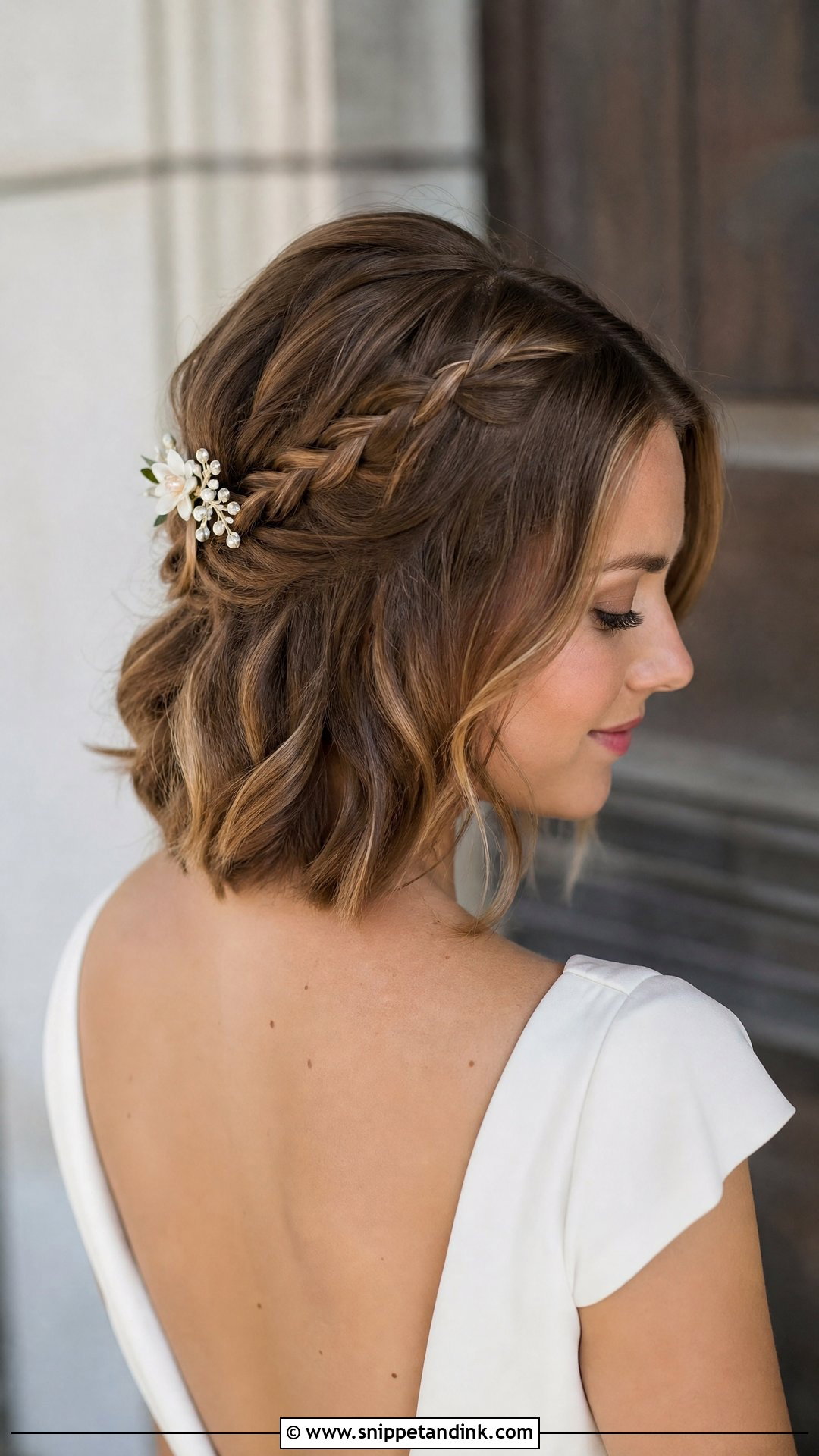 Braided Half Up For Short Hair Wedding Style - Snippet and Ink - 20 Half-Up Half-Down Wedding Hair Braids