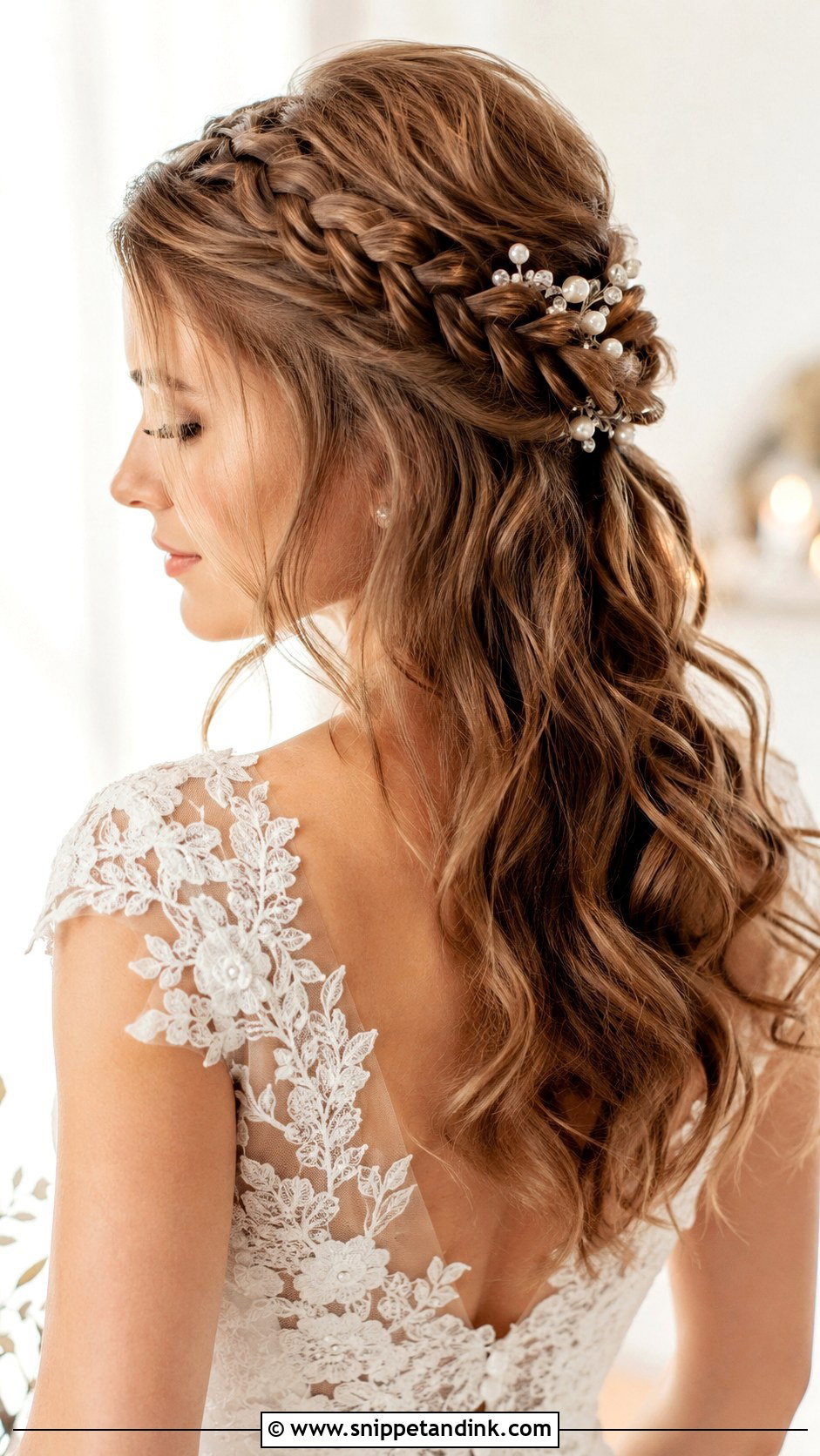 Braided Half Up Hairstyle - Snippet and Ink - 30 Hairstyles for Bride