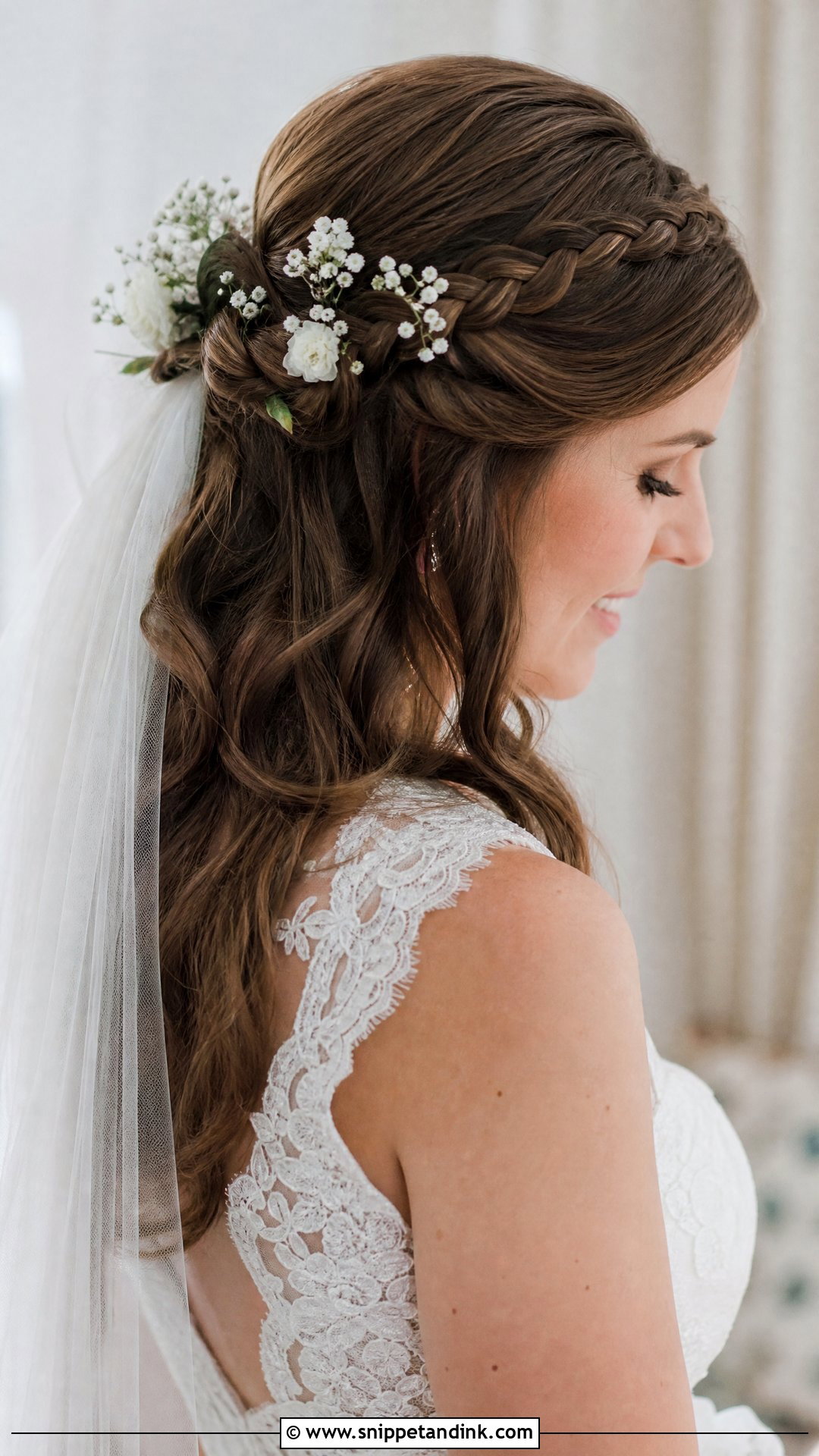 Braided Half Up Half Down Bridal Hair - Snippet and Ink - 20 Bridal Hair Braids