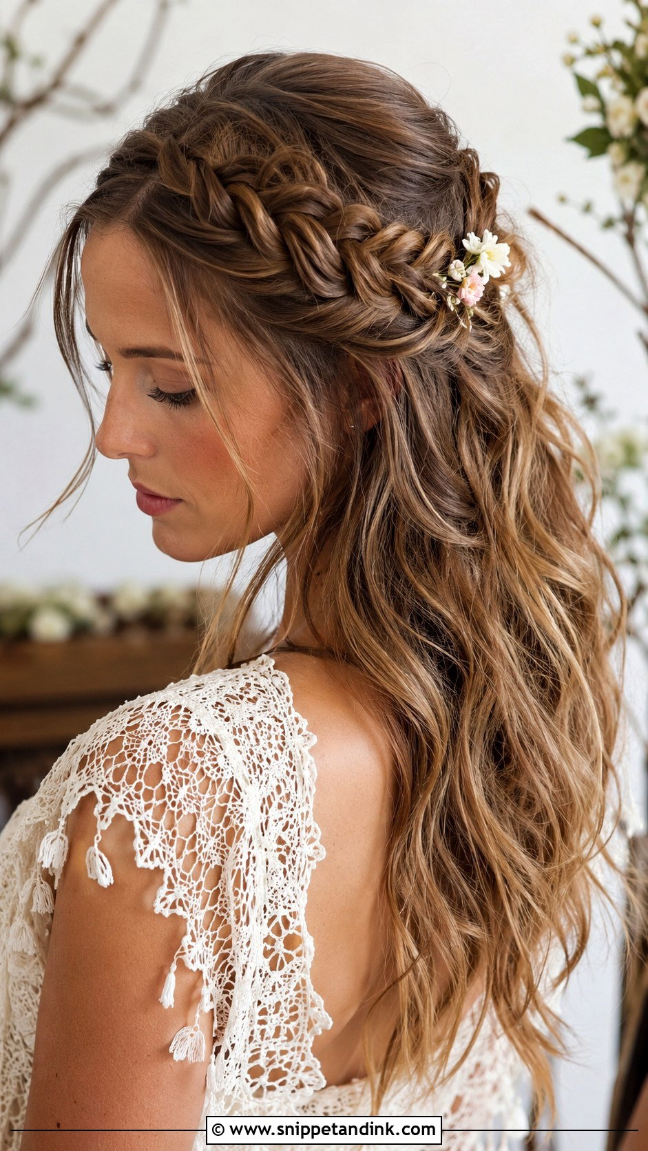 Braided Half Up Half Down Hairstyle - Snippet and Ink - 20 Easy Half-Up Half-Down Hair Wedding Guest Hairstyle Ideas