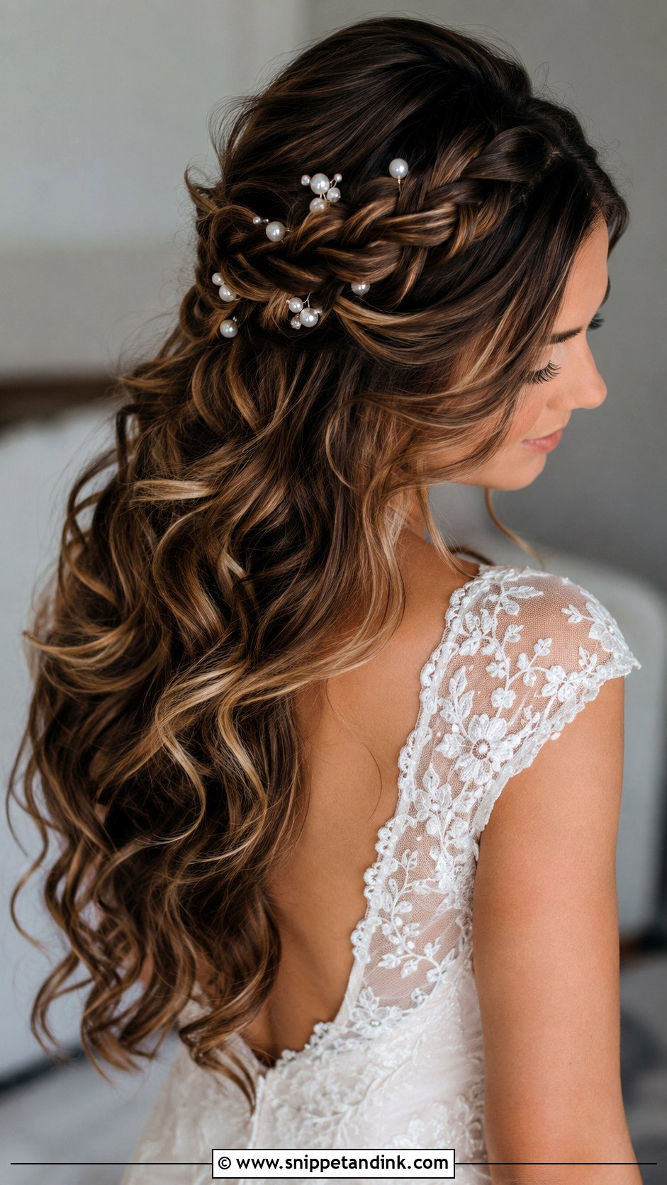 Braided Half Up Half Down Wedding Hair With Pearls - Snippet and Ink - 15 Half-Up Half-Down Wedding Hair Pearls