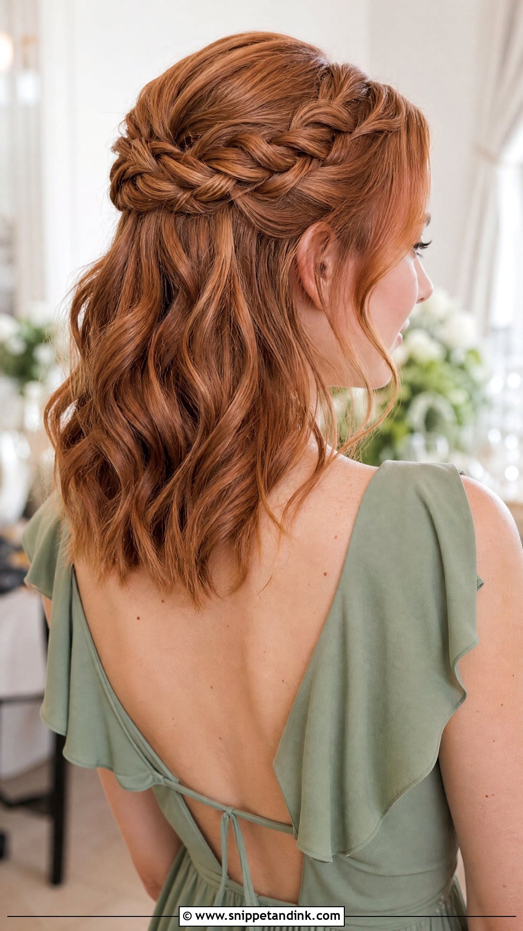 Braided Half Up Shoulder Length Wedding Guest Hairstyle - Snippet and Ink - 20 Shoulder Length Wedding Guest Hairstyles