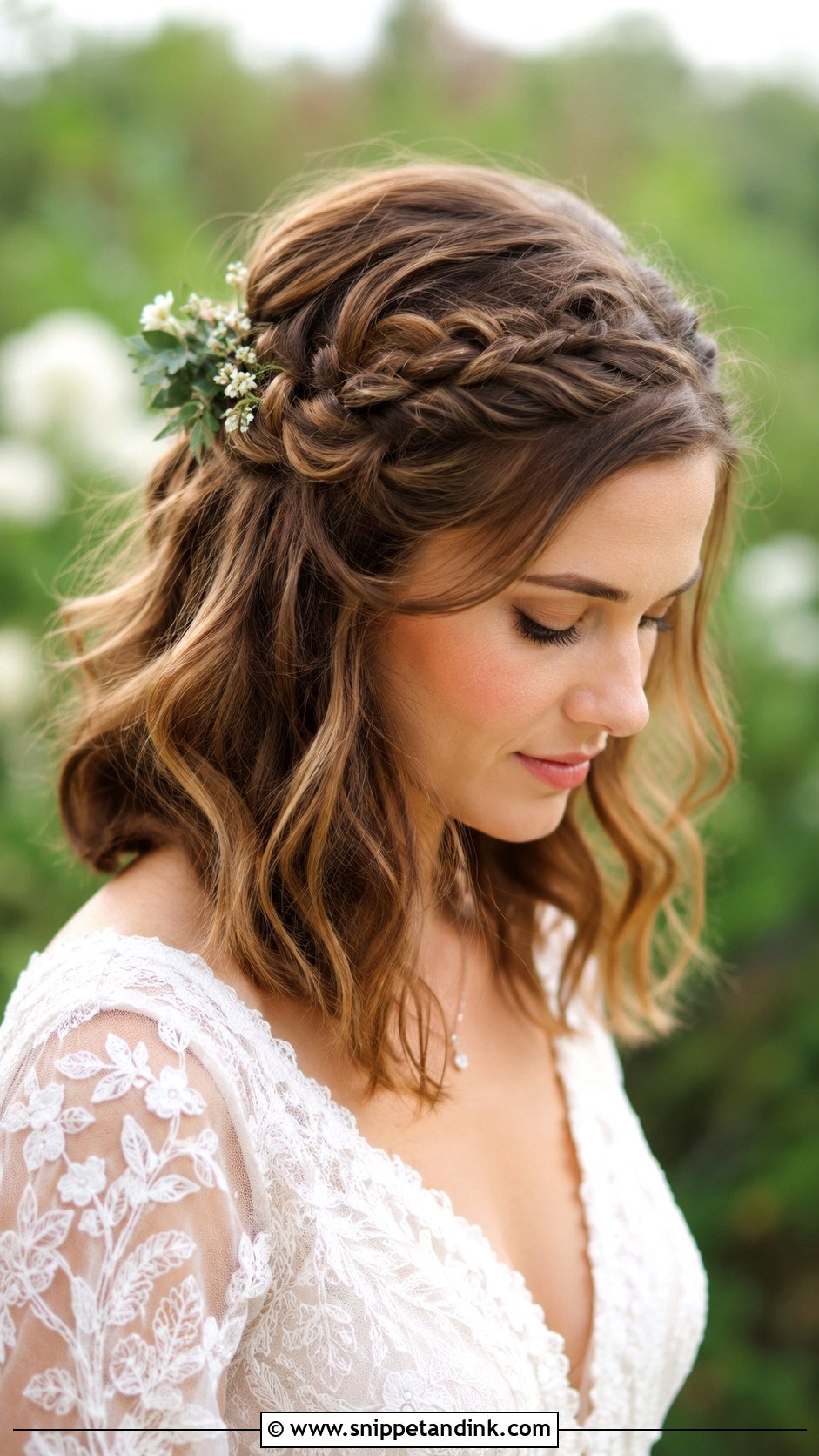 Braided Half Up Style - Snippet and Ink - 20 Quick Easy Updos for Short Hair Shoulder Length Wedding Hairstyles