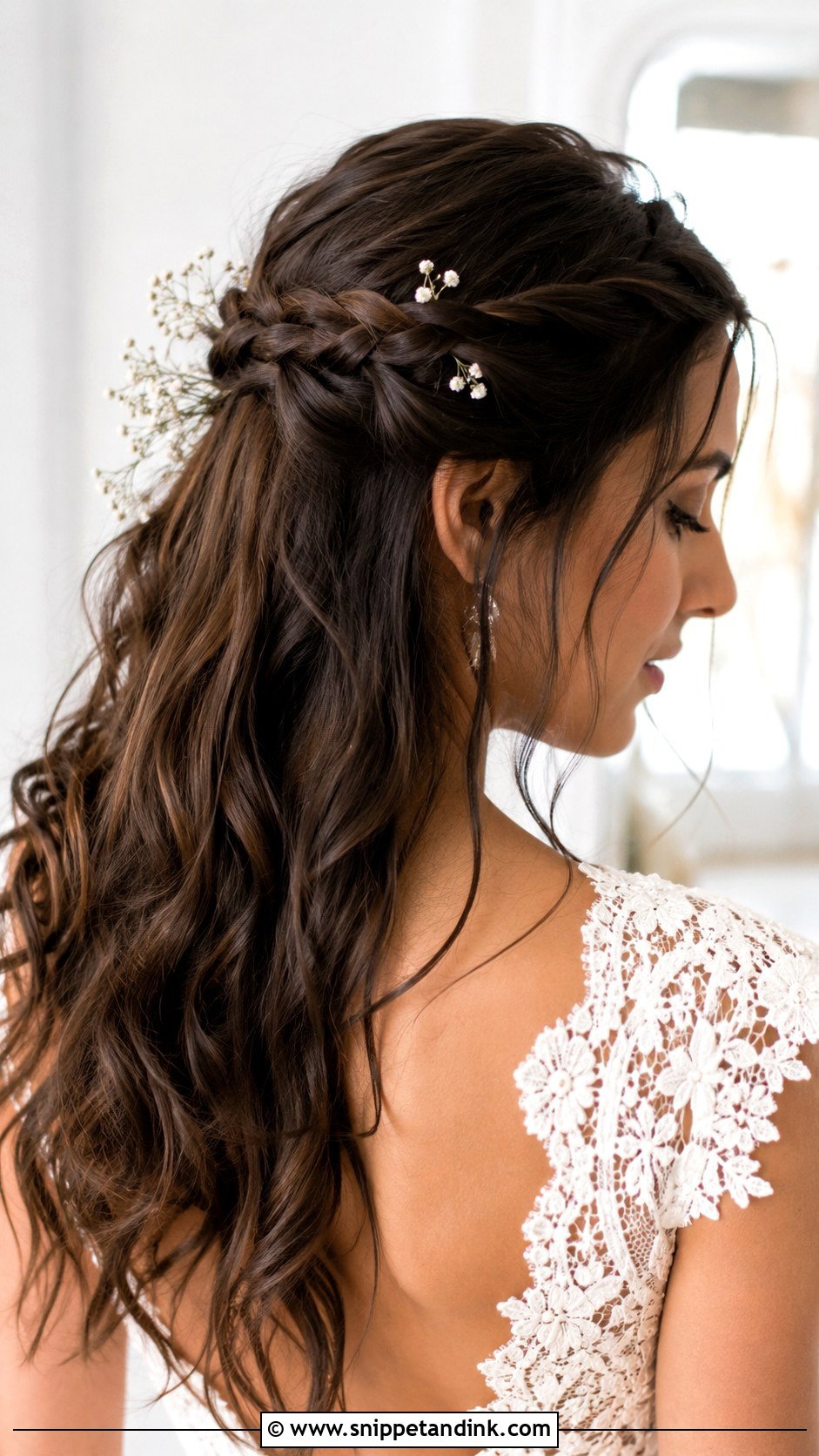 Braided Half Up Style - Snippet and Ink - 20 Wedding Hairstyles Dark Hair