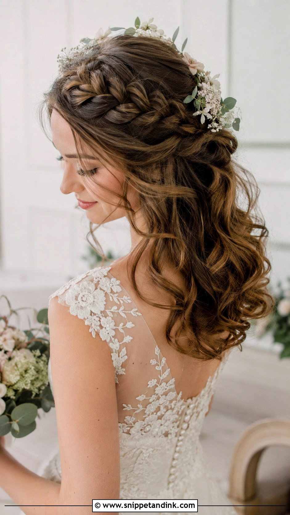 Braided Half Up Style - Snippet and Ink - 25 French Bride Hairstyles