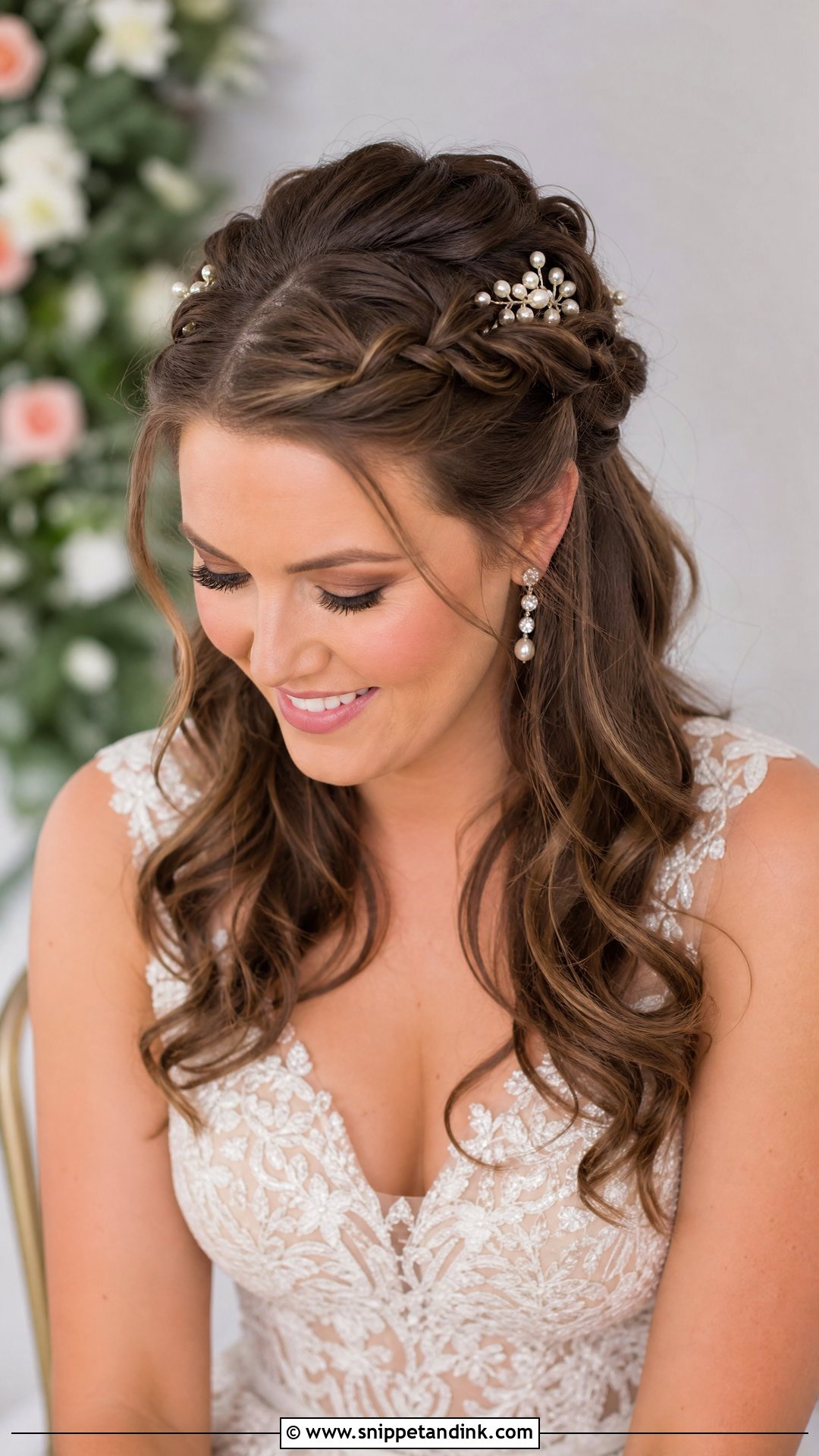 Braided Half Up Updo - Snippet and Ink - 20 Half-Up Braid Bridal Hair Ideas