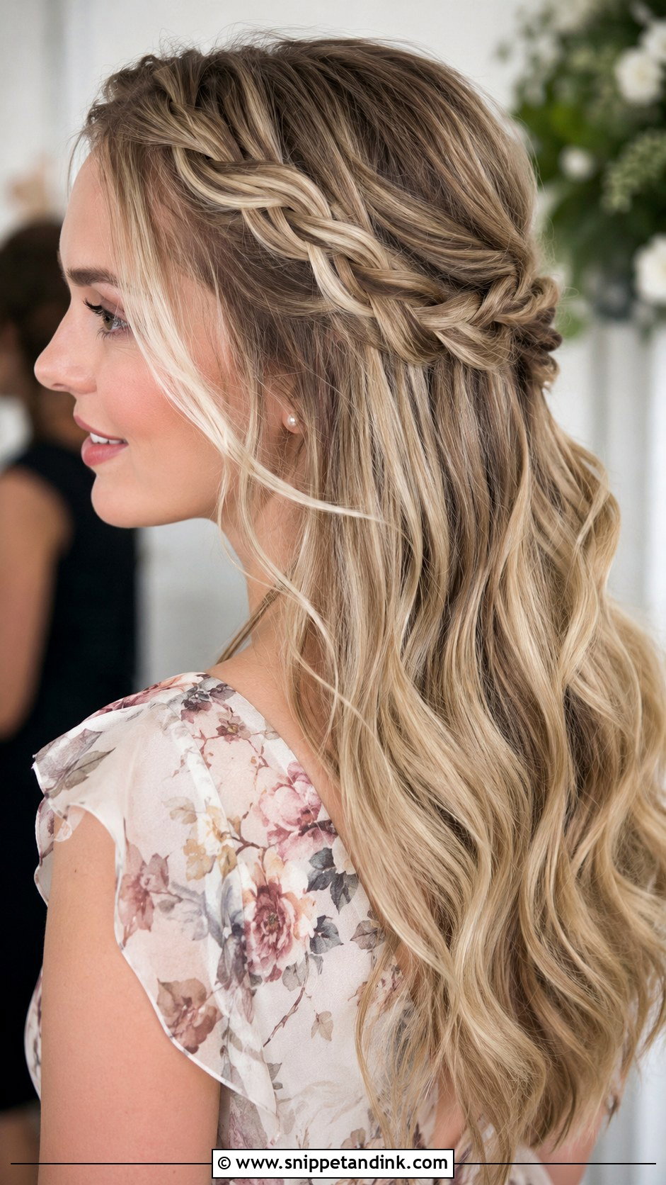 Braided Half Up Wedding Guest Hair Down - Snippet and Ink - 15 Wedding Guest Hair Down Style Ideas
