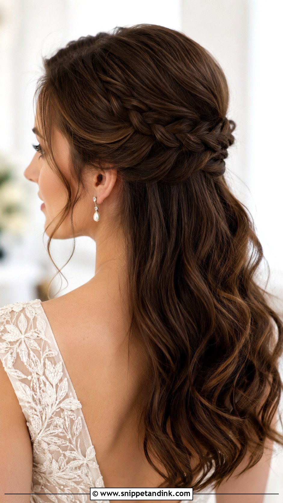 Braided Half Up Wedding Hair - Snippet and Ink - 20 Brunette Bridal Half-Up Half-Down Hair Ideas