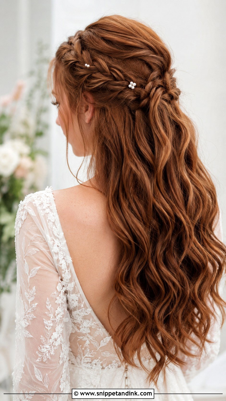 Braided Half Up Wedding Hair With Waves - Snippet and Ink - 15 Wavy Hairstyles for Long Hair Wedding