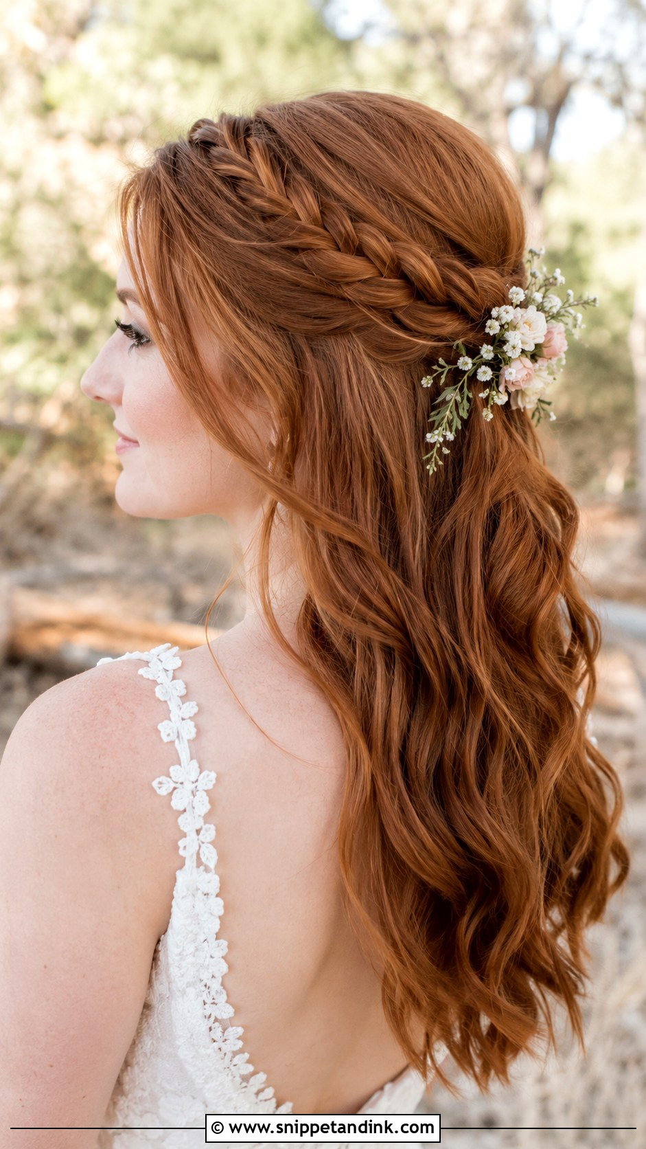 Braided Half Up Wedding Hairstyle - Snippet and Ink - 20 Medium Length Wedding Hair Down Ideas